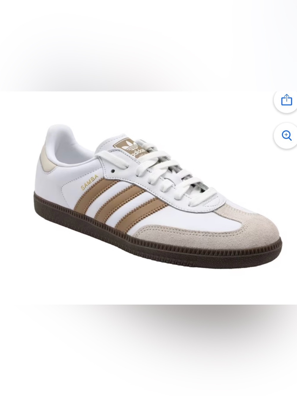 adidas Samba Leather Sneaker in White and Brown 16